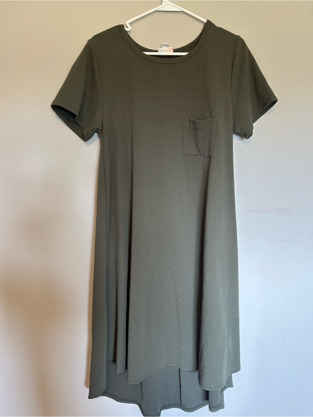 LuLaRoe Olive Green Short Sleeve Pocket Swing Dress